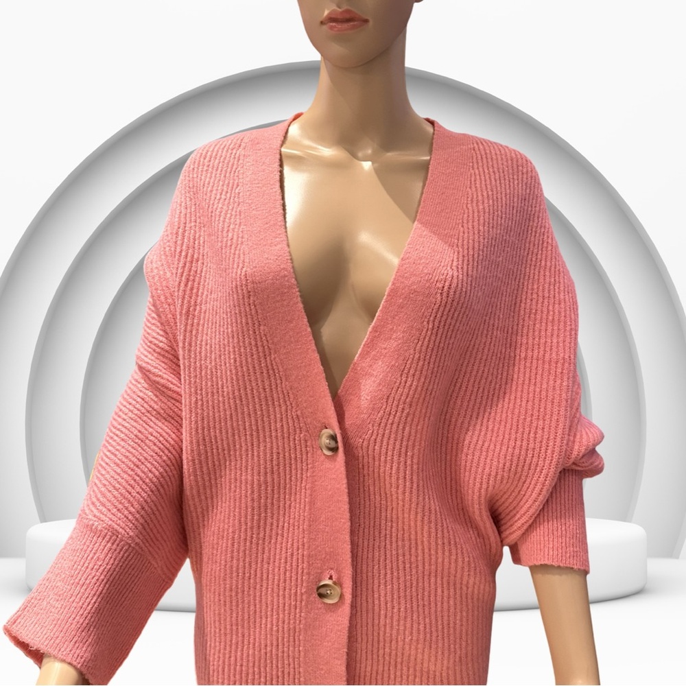 Venice Love Pink Knit Batwing Cardigan NWOT XL